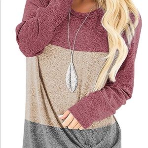 SAMPEEL Womens Casual Tunic Tops Twist Knot Pullover Shirt